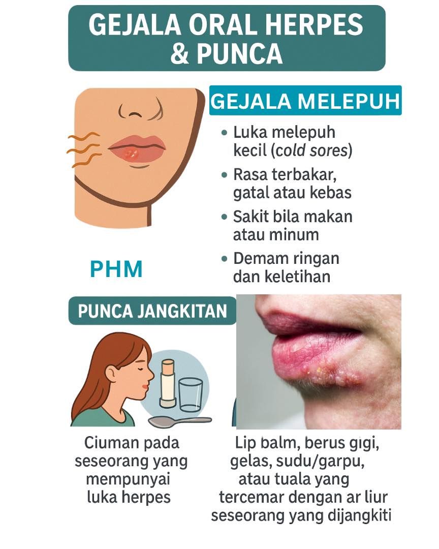 Gejala dan punca herpes. -Grafik PHM